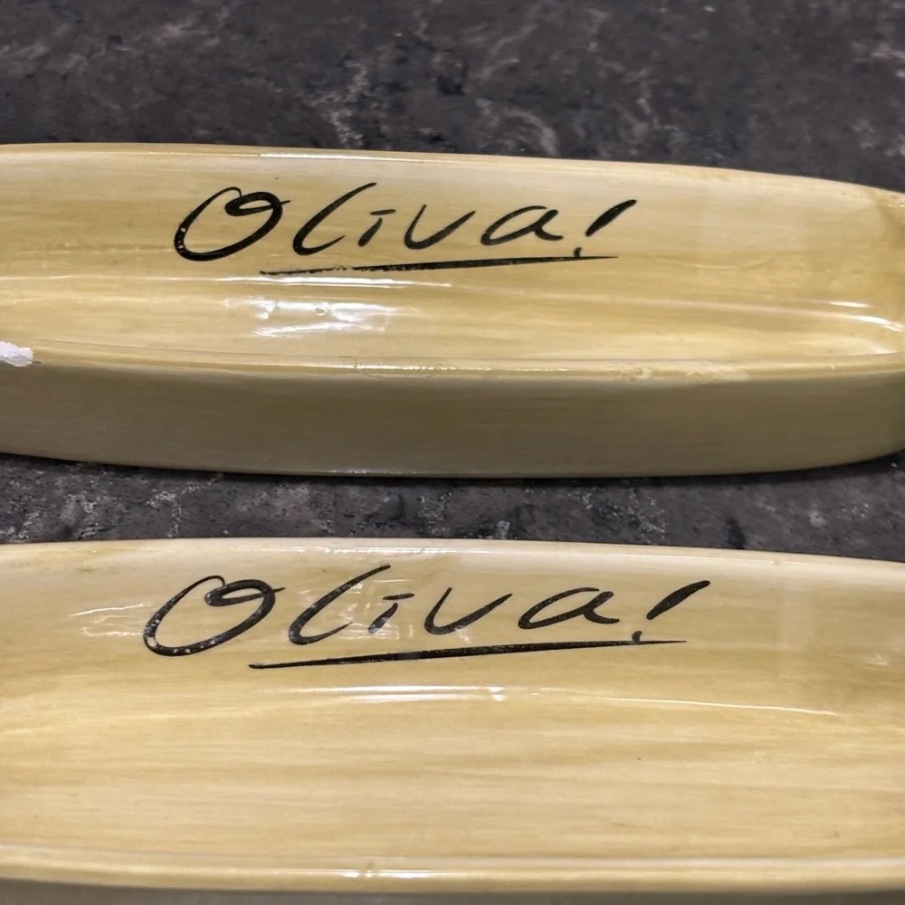 ❗️Crate & Barrel Italian Oliva Olive Turine Ceramic Serving Dishes